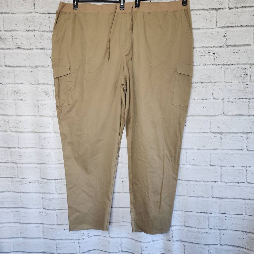 Kingsize Mens Brown Tall Drawstring High Rise Flat Front Cargo Pants Size 40